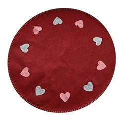Christmas Tree Carpet, Red Felt with Hearts