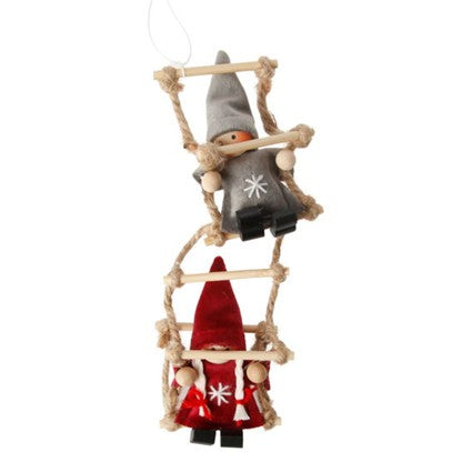 Christmas Decoration, 2 Pixie Girls on Ladder