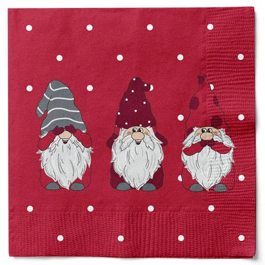 Serviette - Happy Nisse with Polka Dots