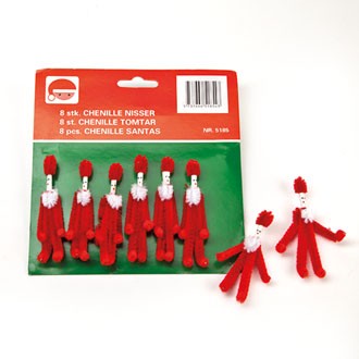 Chenille Santas (Pack of 8)