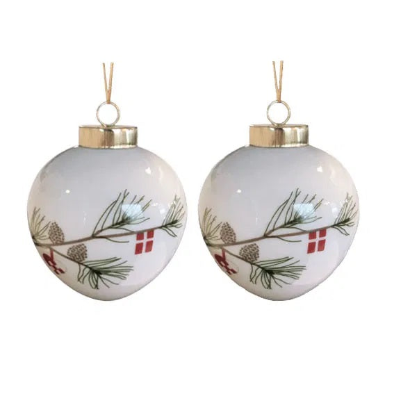 Dansk Jul, Drop Shape, Ceramic Ornament (2 pack)