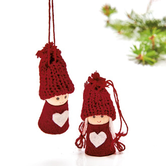Mini Nisser with Knitted Hats, to hang (Pack of 2)