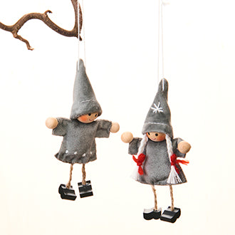 Danish Velour Kids, Hanging Decorations (Pack of 2)