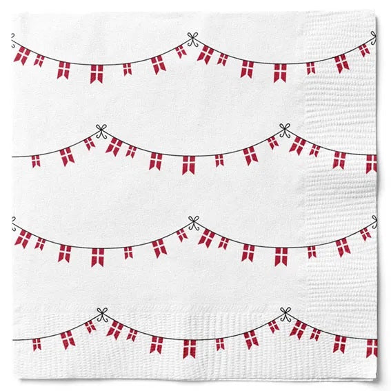 Serviette - Danish Flags on Guirlander