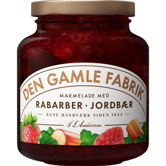 Marmelade Jordbær / Rabarber - Den Gamle Fabrik, 380gr (Strawberry & Rhubarb Jam)