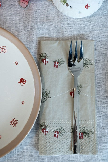 Serviette - Dansk Jul Spruce with Hearts and Flags