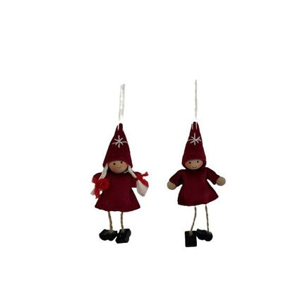 Hanging Red Velour Nordic Pixies